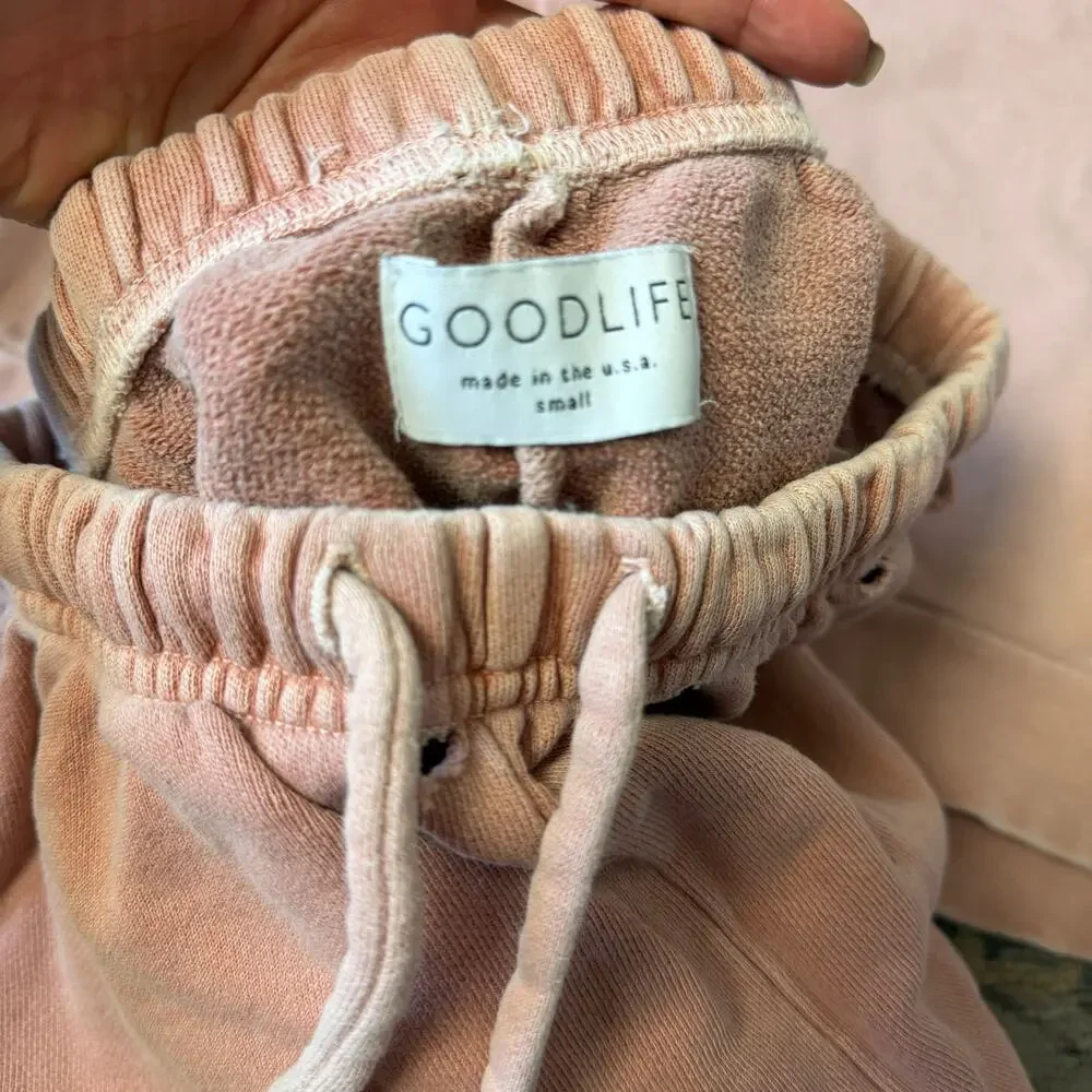 Goodlife Sweatpants Set Venice Terry Women's S 100% Cotton Pink Vintage Wash